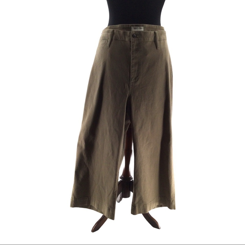 Madewell Emmett olive‎ green wide leg crop pants